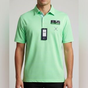 Chaps Neon Green Striped Polo Shirt for Men